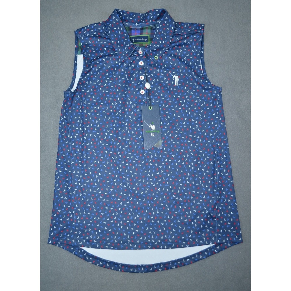 William Murray Classic Pin High Geometric Sleeveless Polo Shirt Womens Size XS